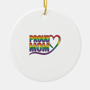 Proud Mom Rainbow Heart Vintage Engraving Design_1 Ceramic Ornament
