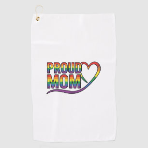 Proud Mom Rainbow Heart Vintage Engraving Design_1 Golf Towel