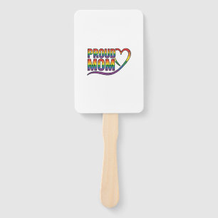 Proud Mom Rainbow Heart Vintage Engraving Design_1 Hand Fan