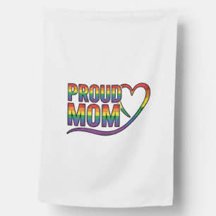 Proud Mom Rainbow Heart Vintage Engraving Design_1 House Flag