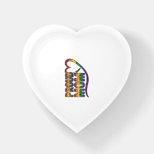 Proud Mom Rainbow Heart Vintage Engraving Design_1 Paperweight