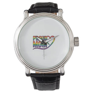 Proud Mom Rainbow Heart Vintage Engraving Design_1 Watch