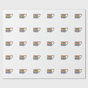 Proud Mom Rainbow Heart Vintage Engraving Design_1 Wrapping Paper