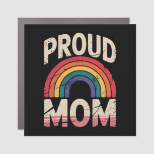 Proud Mom Rainbow LGBTQ Gay Pride Ally Car Magnet