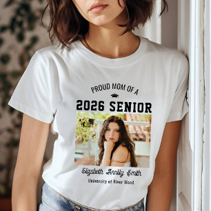 Proud Mom Senior Custom Year Graduate Photo Parent T-Shirt