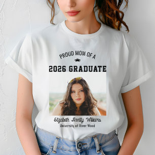 Proud Mom Senior Custom Year Graduate Photo Parent T-Shirt