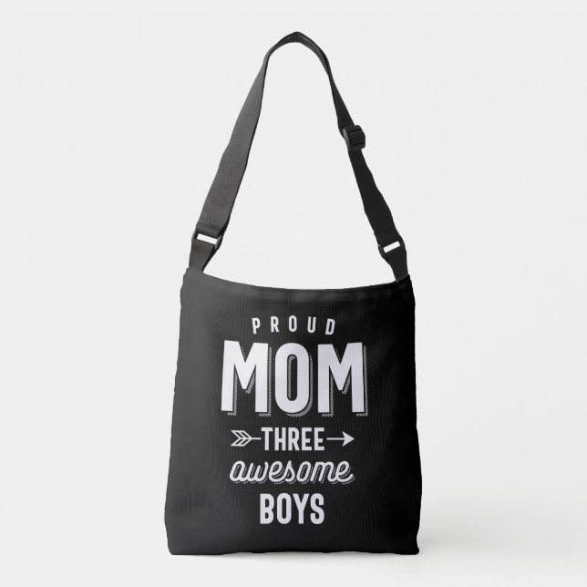 Proud Mom Three Awesome Boys Crossbody Bag (Front)