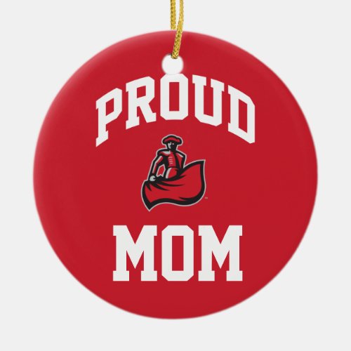 Proud Mom with Matador on Red Ceramic Ornament