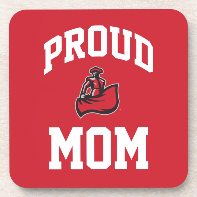 Proud Mom with Matador on Red Coaster (Front)