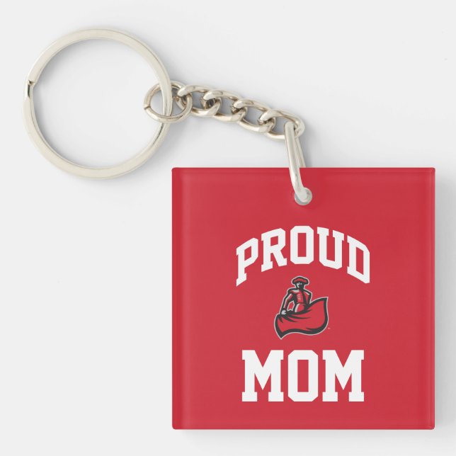 Proud Mom with Matador on Red Keychain (Front)