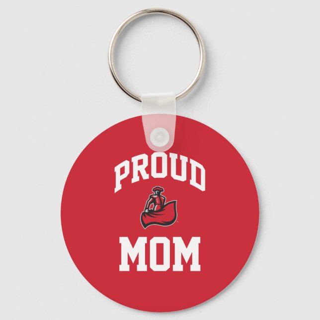 Proud Mom with Matador on Red Keychain (Front)