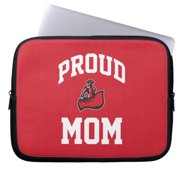 Proud Mom with Matador on Red Laptop Sleeve (Front)