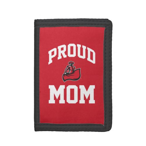 Proud Mom with Matador on Red Trifold Wallet