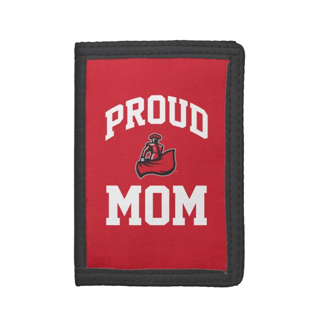 Proud Mom with Matador on Red Trifold Wallet (Front Vertical)