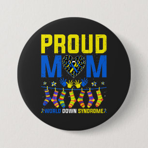 Proud Mom World Down Syndrome Awareness Day Ribbon Button