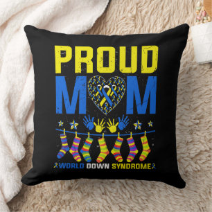 Proud Mom World Down Syndrome Awareness Day Ribbon Throw Pillow
