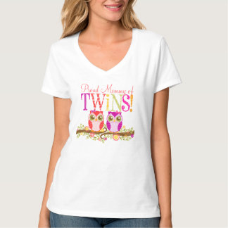Proud Mommy of Twins! Cute Baby Girl Owls Shirt