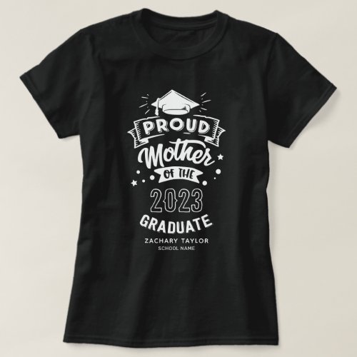 Proud Mother 2023 Graduate Black T_Shirt