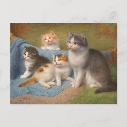 Proud Mother Cat Wilhelm Schwar Art Postcard