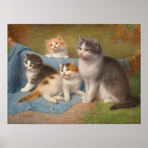 Proud Mother Cat Wilhelm Schwar Art Poster
