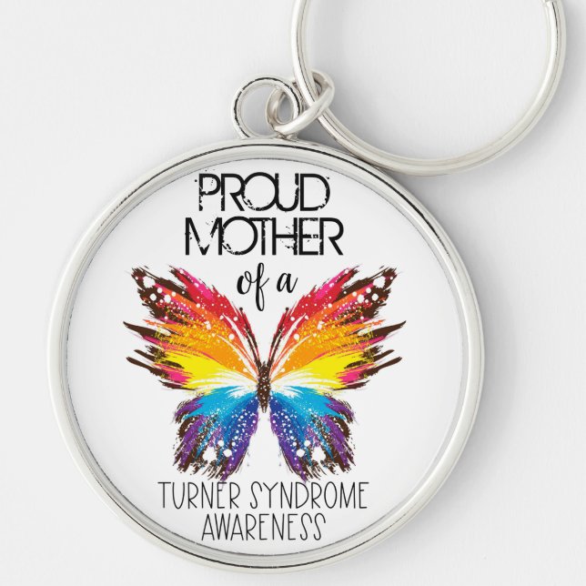 Proud mother of a butterfly Turner Syndrome Keychain (Front)