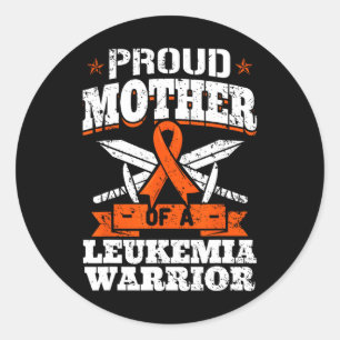 Proud Mother Of A Leukemia Warrior Mom Awareness R Classic Round Sticker