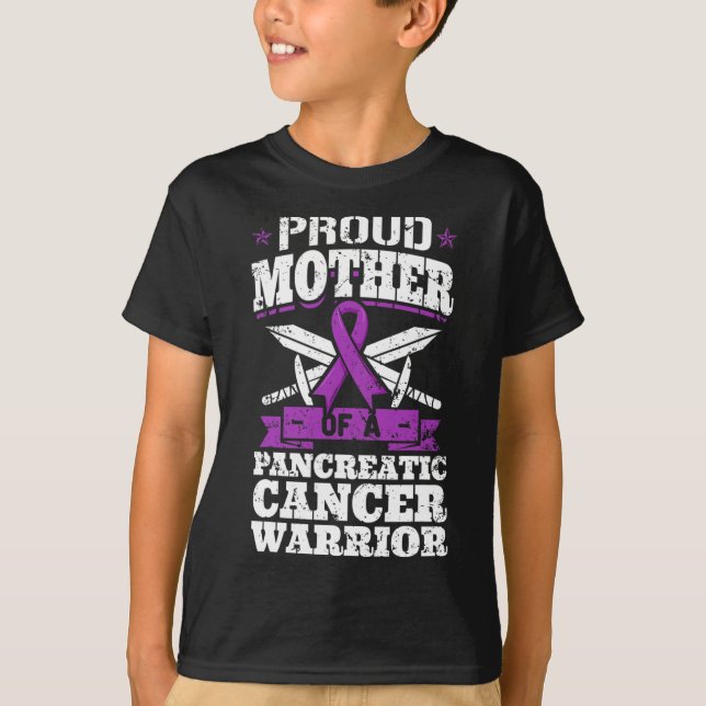 Proud Mother Of A Pancreatic Cancer Warrior Awaren T-Shirt (Front)