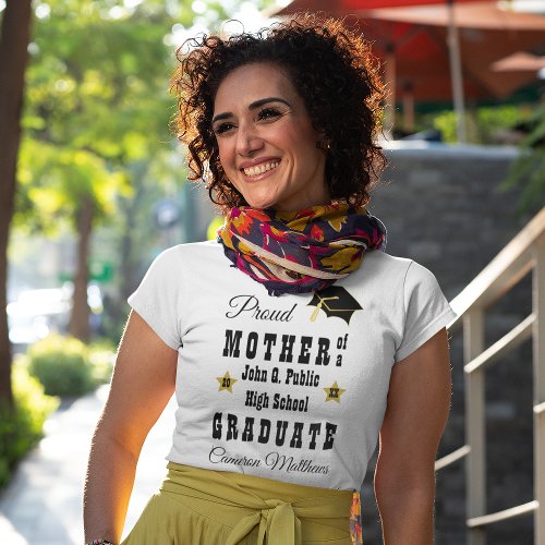 Proud Mother of Graduate Name  School Graduation T_Shirt