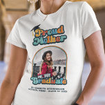 Proud Mother of the graduate photo groovy retro  T-Shirt<br><div class="desc">Celebrate your graduate's milestone in style with this "Proud Mother of the Graduate" t-shirt! Embrace the retro vibes with groovy fonts and vibrant colors and add a personal touch by including your graduate's name, photo, school name, and graduation year. Get ready to spread those proud parent vibes and create lasting...</div>