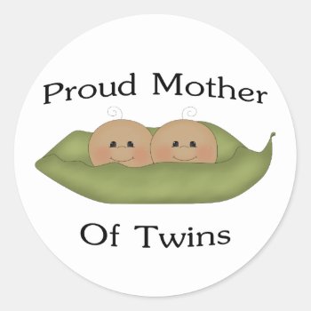 Proud Mother Of Twins Classic Round Sticker by MishMoshTees at Zazzle