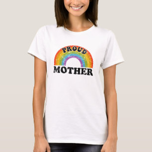 Proud Mother Rainbow Art Groovy Vintage LGBT Ally T-Shirt