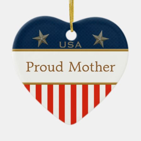Proud Mother Usa Patriotic Photo Heart Ornament