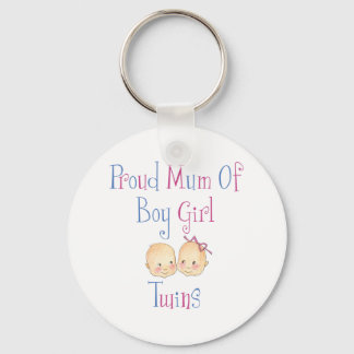 Proud Mum of Boy Girl Twins Keychain