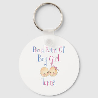 Proud Nana of Boy Girl Twins Keychain