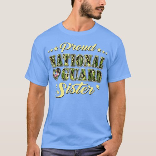 Proud National Guard Sister Dog Tags Heart Militar T_Shirt