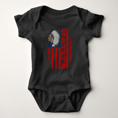 Proud Native American Day Vintage USA Flag Baby Bodysuit