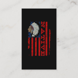 Proud Native American Day Vintage USA Flag Business Card