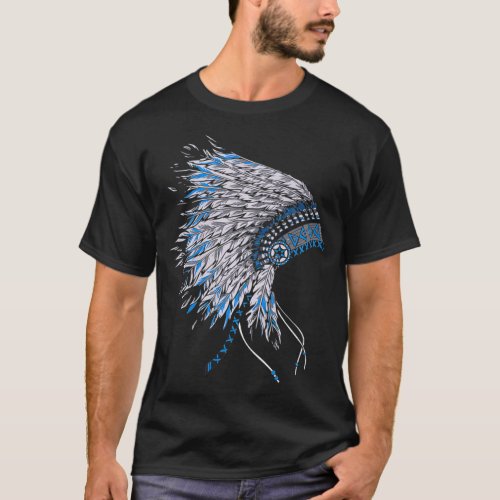 Proud Native American Indian Headdress Costume For T_Shirt