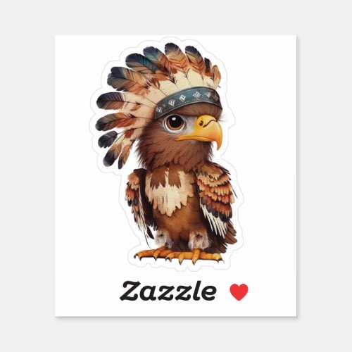 Proud Native Chief Eagle Indian Headdress Sticker