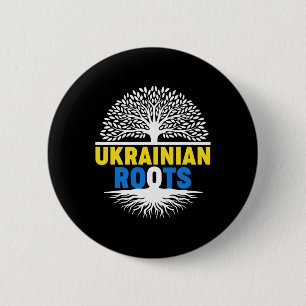 Proud Native Ukrainian Ukraine Flag Ukrainian Root Button