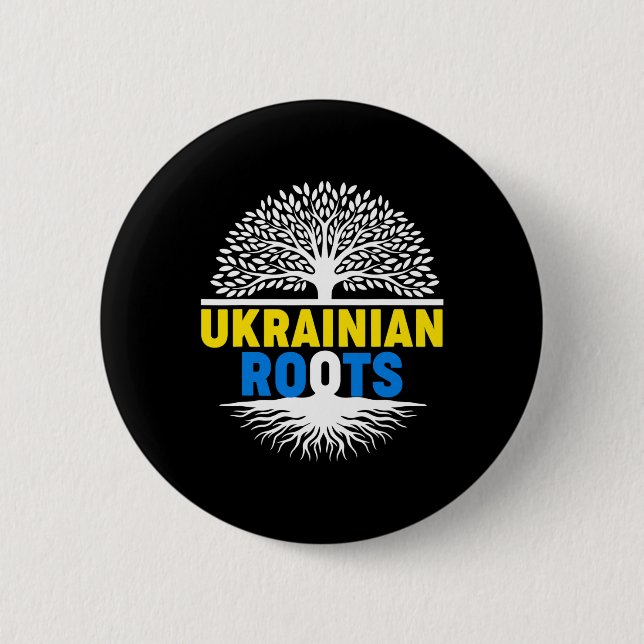 Proud Native Ukrainian Ukraine Flag Ukrainian Root Button (Front)