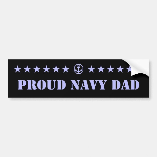 Proud Navy Dad Stars Bumper Sticker (Front)