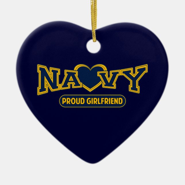 Proud Navy Girlfriend Ceramic Ornament (Front)