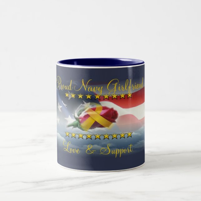 Proud Navy Girlfriend Two-Tone Coffee Mug (Center)