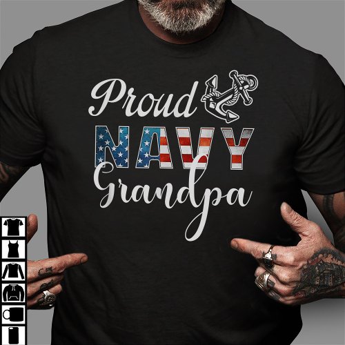 Proud Navy Grandpa _ Military Grandpa T_Shirt