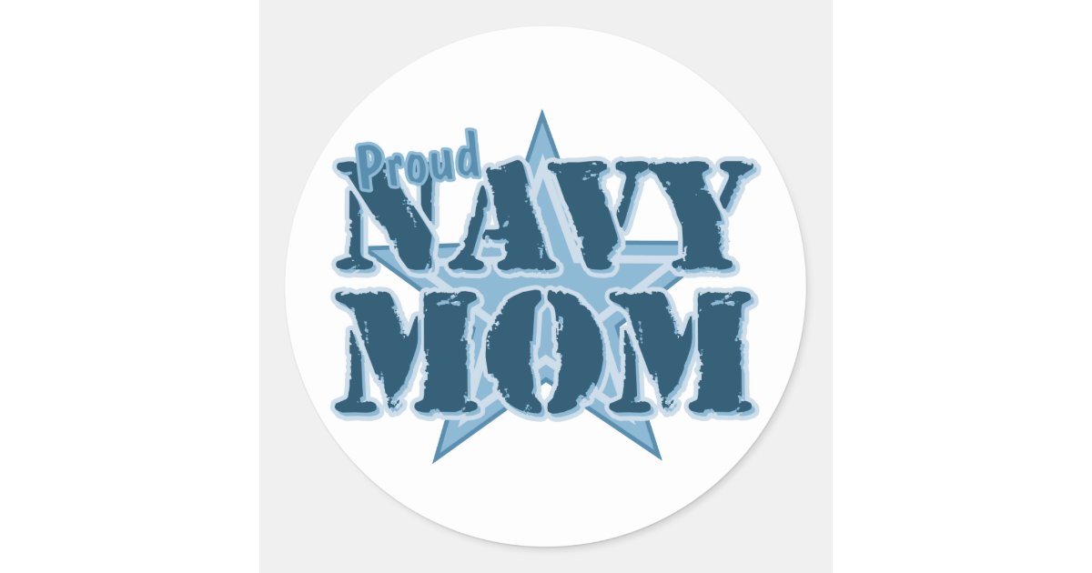 Proud Navy Mom Classic Round Sticker 