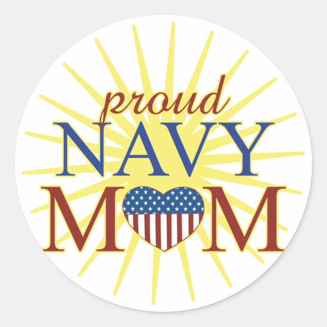 Proud Navy Mom Classic Round Sticker (Front)