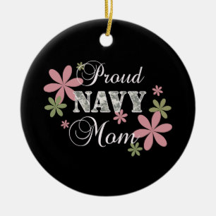 Proud Navy Mom [fl c] Ceramic Ornament