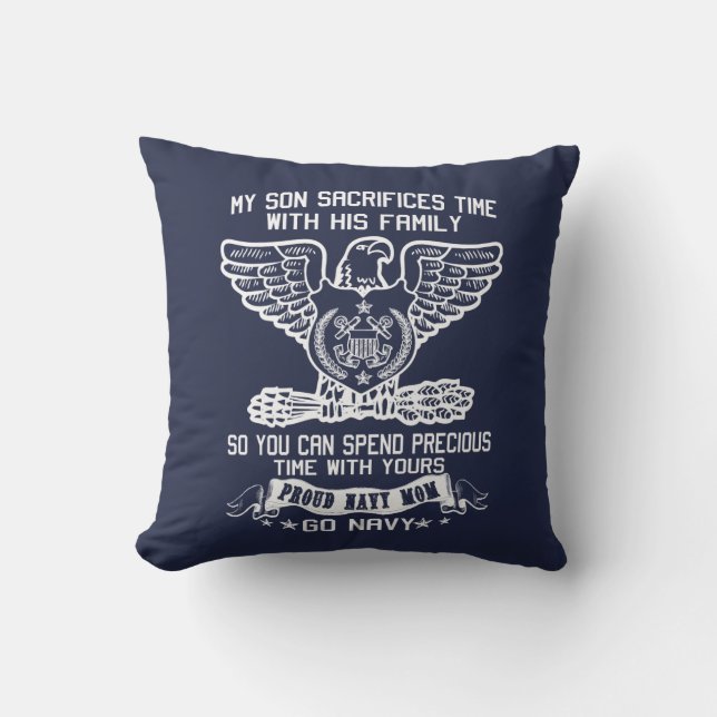 PROUD NAVY MOM THROW PILLOW (Front)