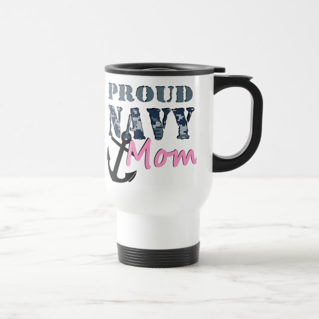 Proud Navy Mom Travel Travel Mug (Right)